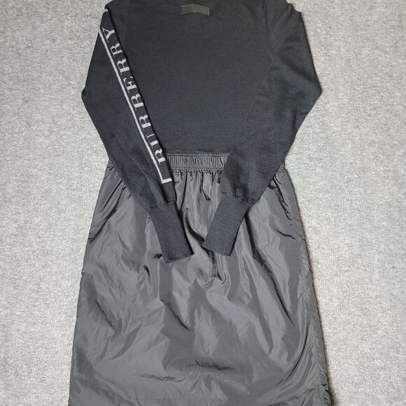 Vintage Burberry Women's Size S Black Knit Blend Long Sleeve Mini Dress Rare - Picture 2 of 16